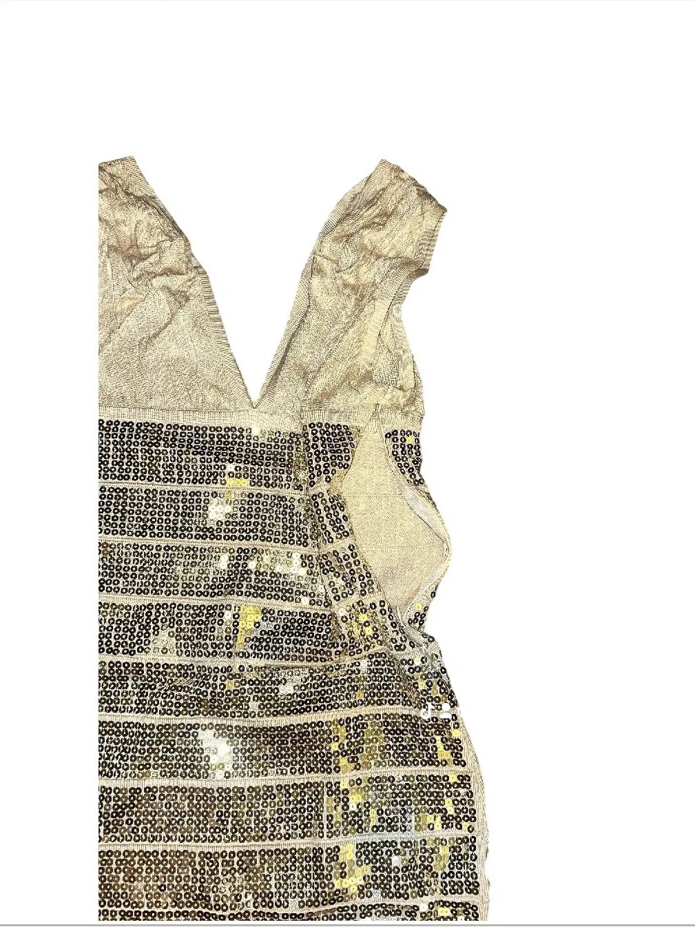Vintage WOW Couture Gold Sequin Bandage Mini Dress Size S Brand New